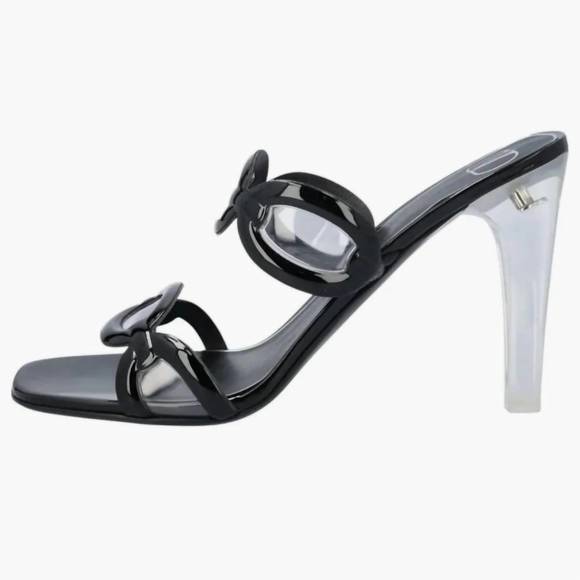NEW VALENTINO GARAVANI women's chain open toe sandals in black - Picture 1 of 1